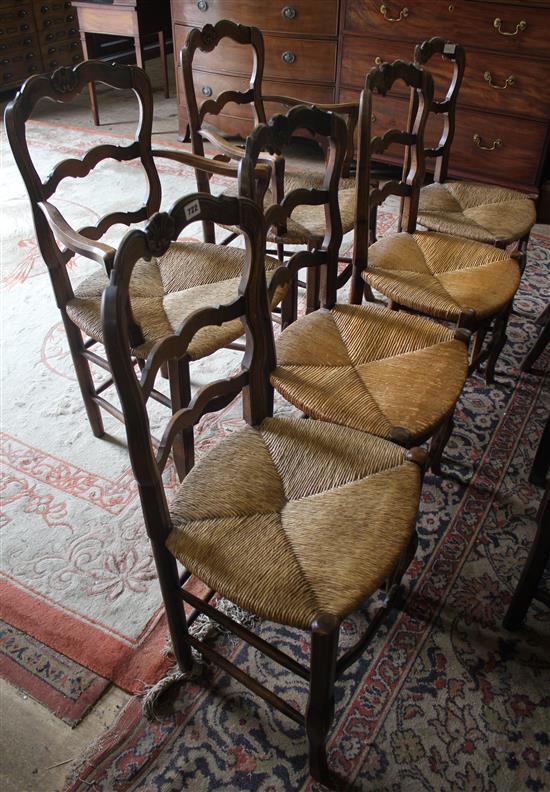 Six cabriole leg chairs